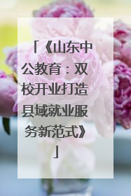 《山东中公教育：双校开业打造县域就业服务新范式》