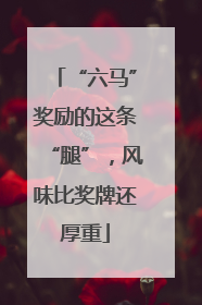 “六马”奖励的这条“腿”，风味比奖牌还厚重