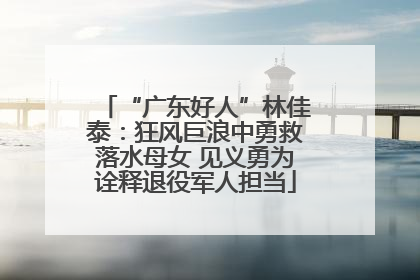 “广东好人”林佳泰：狂风巨浪中勇救落水母女 见义勇为诠释退役军人担当