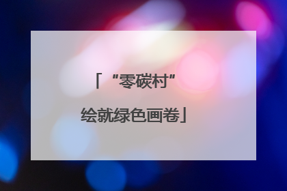 “零碳村” 绘就绿色画卷