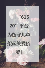 “61520”平台为留守儿童架起关爱桥梁