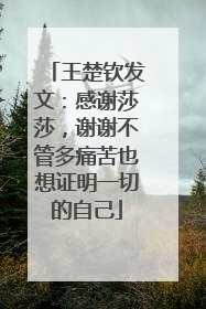 王楚钦发文：感谢莎莎，谢谢不管多痛苦也想证明一切的自己