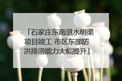 石家庄东南退水明渠项目竣工 市区东部防洪排涝能力大幅提升