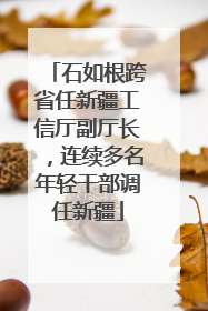 石如根跨省任新疆工信厅副厅长，连续多名年轻干部调任新疆