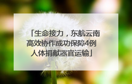 生命接力，东航云南高效协作成功保障4例人体捐献器官运输