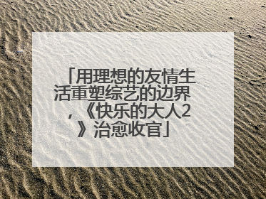 用理想的友情生活重塑综艺的边界，《快乐的大人2》治愈收官