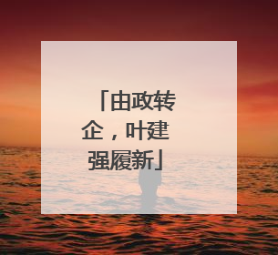 由政转企，叶建强履新