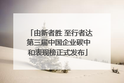 由新者胜 至行者达 第三届中国企业碳中和表现榜正式发布