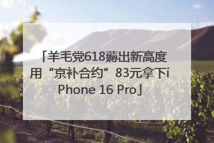 羊毛党618薅出新高度 用“京补合约”83元拿下iPhone 16 Pro