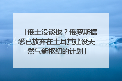 俄土没谈拢？俄罗斯据悉已放弃在土耳其建设天然气新枢纽的计划