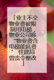 业主不交物业费被限制用电梯，物业公司称“物业费含电梯能耗费” 住建局曾责令整改