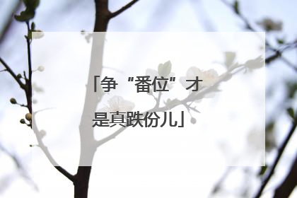 争“番位”才是真跌份儿