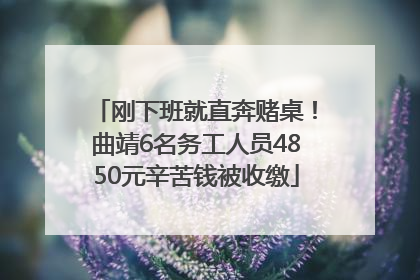 刚下班就直奔赌桌！曲靖6名务工人员4850元辛苦钱被收缴