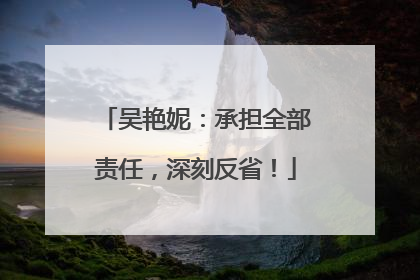 吴艳妮：承担全部责任，深刻反省！