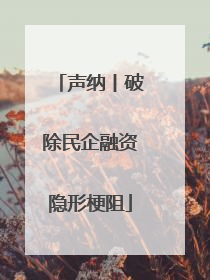声纳丨破除民企融资隐形梗阻