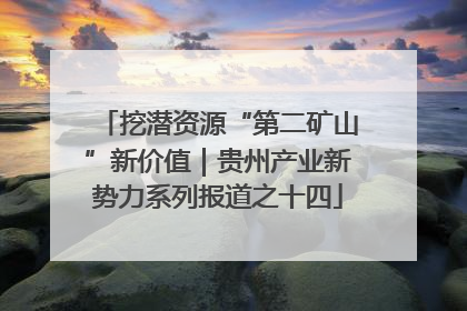 挖潜资源“第二矿山”新价值｜贵州产业新势力系列报道之十四