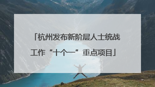 杭州发布新阶层人士统战工作“十个一”重点项目