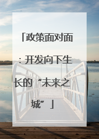 政策面对面：开发向下生长的“未来之城”