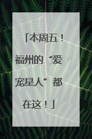 本周五！福州的“爱宠星人”都在这！