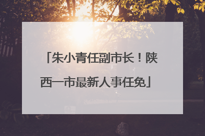 朱小青任副市长！陕西一市最新人事任免
