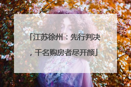 江苏徐州：先行判决，千名购房者尽开颜