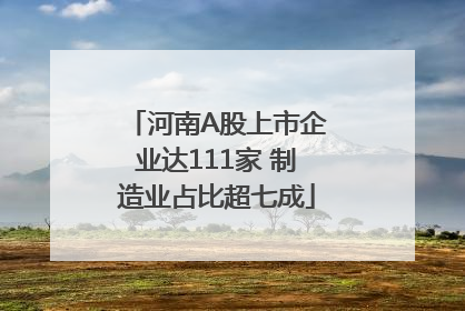 河南A股上市企业达111家 制造业占比超七成