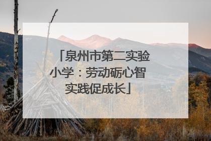 泉州市第二实验小学：劳动砺心智实践促成长