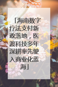 海南数字疗法支付新政落地，医渡科技多年深耕率先驶入商业化蓝海