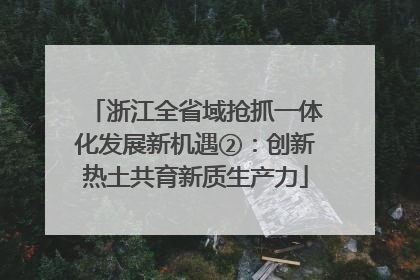浙江全省域抢抓一体化发展新机遇②：创新热土共育新质生产力