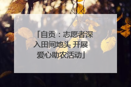 自贡：志愿者深入田间地头 开展爱心助农活动