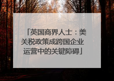 英国商界人士：美关税政策成跨国企业运营中的关键障碍