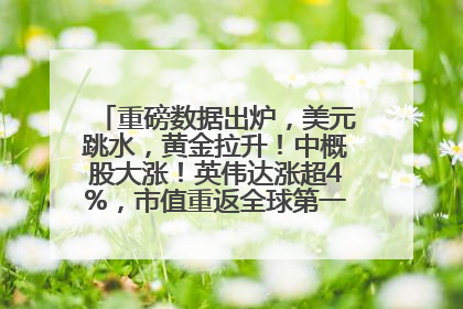 重磅数据出炉，美元跳水，黄金拉升！中概股大涨！英伟达涨超4%，市值重返全球第一！黄仁勋计划出售至多600万股股票