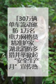 30万辆单车流动巡防 1万名电力网格员精准护家 湖北消防多措并举掀起“安全生产月”宣传热潮