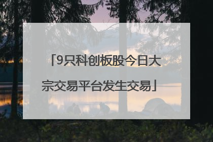 9只科创板股今日大宗交易平台发生交易
